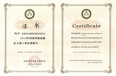 四方達(dá)榮獲“河南省質(zhì)量誠信A等工業(yè)企業(yè)”