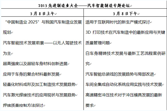 2015AMC-汽車智能制造專題論壇強(qiáng)勢(shì)來(lái)襲