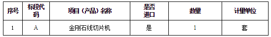 進(jìn)口科研金剛石線切片機(jī)項(xiàng)目采購(gòu)公開招標(biāo)公告