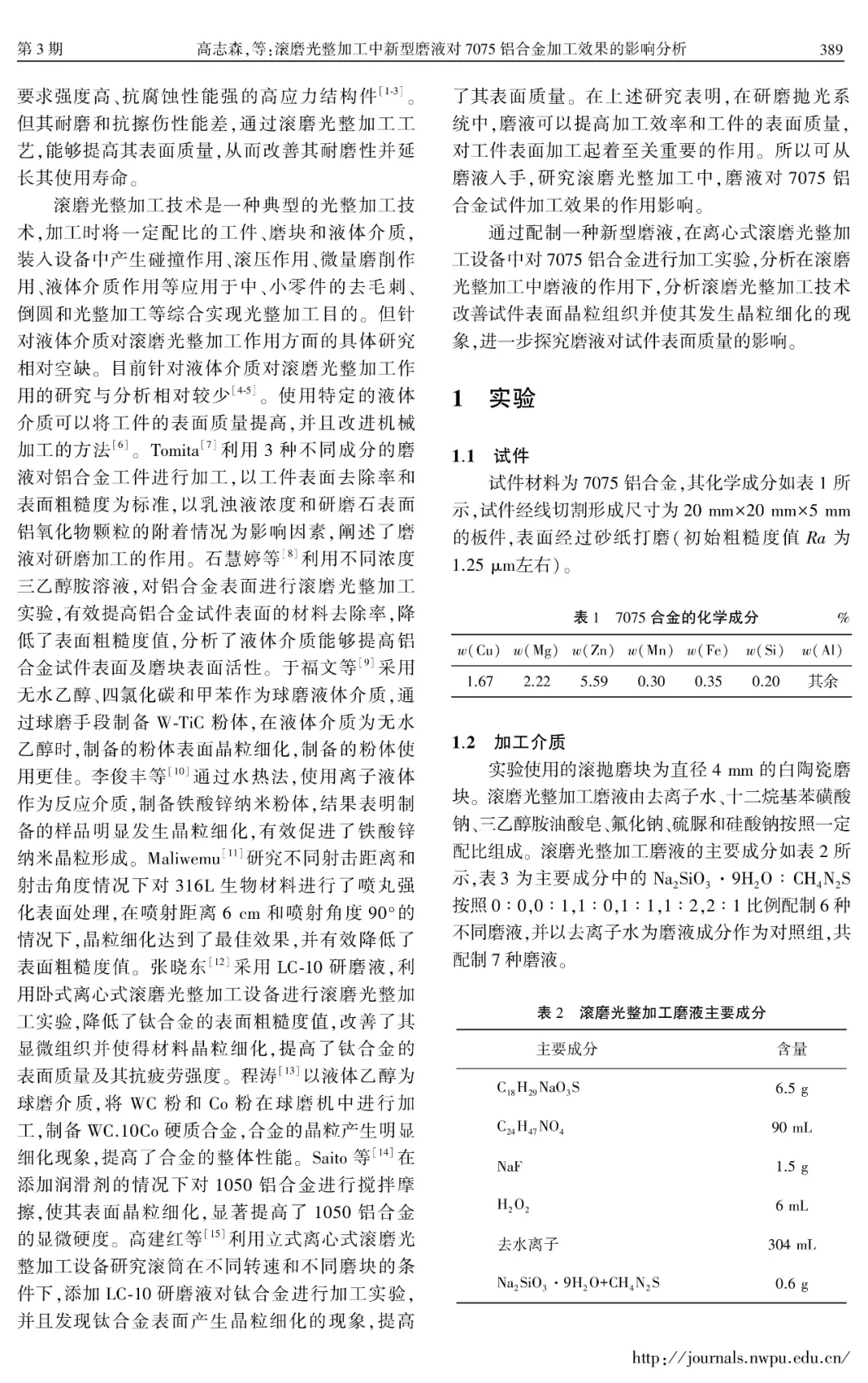 滾磨光整加工中新型磨液對(duì)7075鋁合金加工效果的影響分析