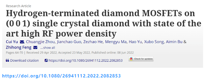?(0?0?1) 單晶金剛石上的氫端金剛石 MOSFET，具有最先進(jìn)的高射頻功率密度