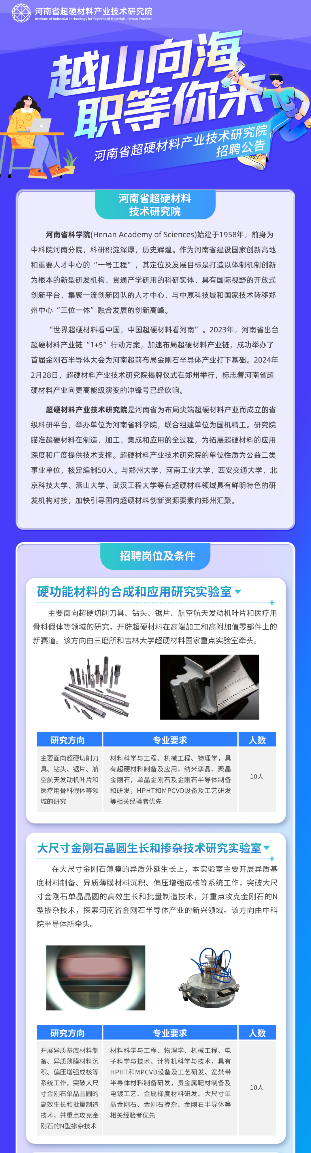 河南省超硬材料技術(shù)研究院招聘50人，年薪15-50W！