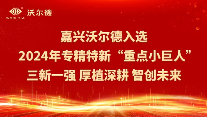 嘉興沃爾德入選2024年專精特新“重點小巨人”