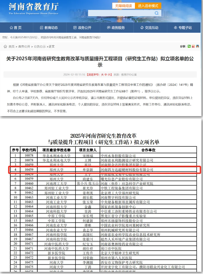 喜訊|四方達與鄭州大學聯(lián)合建立的研究生培養(yǎng)基地獲批立項